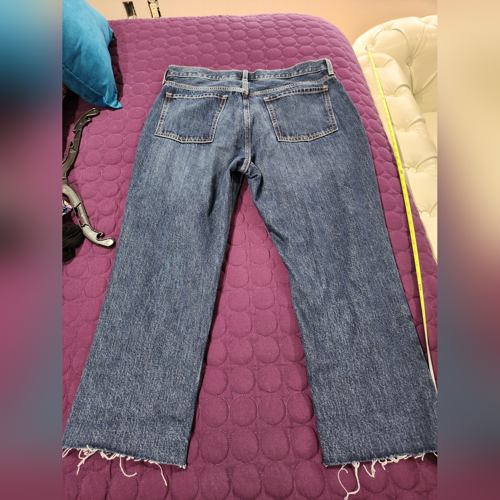 NWOT Old Navy High-Waisted Button-Fly Slouchy Straight Cropped Jeans Size 14 - Picture 9 of 15